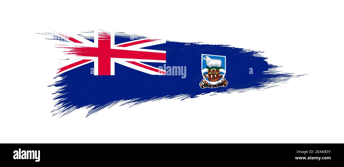 Flagge der Falklandinseln in Grunge Pinselstrich, Vektor Grunge Illustration. Stock Vektor