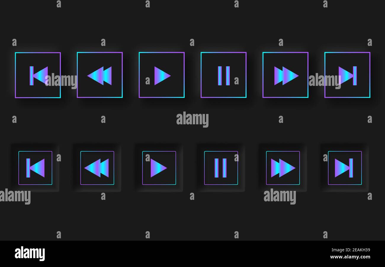 Play-Tasten, neomorphischer schwarzer Player. EPS 10 Stock Vektor
