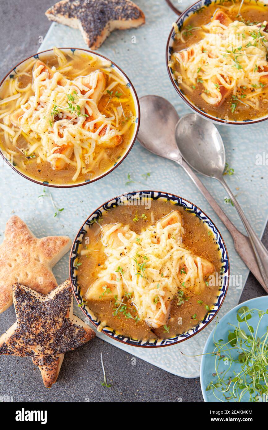 Französische Zwiebelsuppe Stockfoto