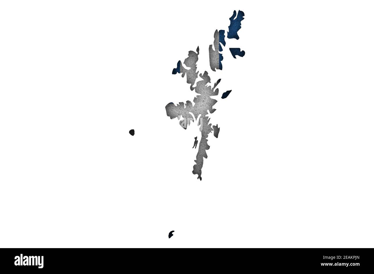 Karte und Flagge der Shetland Inseln auf Felt Stockfoto