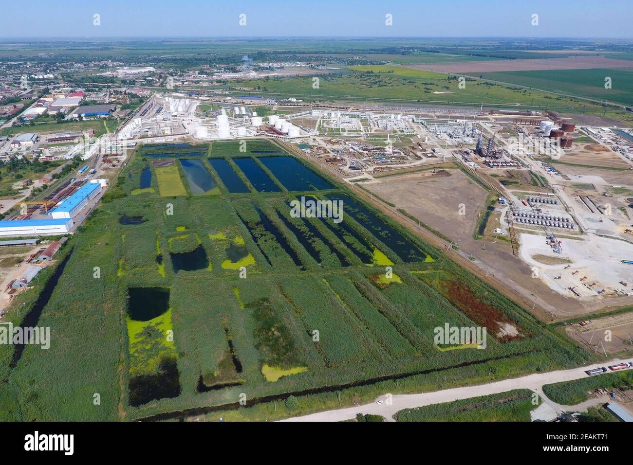 Die Kläranlage in Slavjansk-auf Kuban. Wasser für sewa Stockfoto