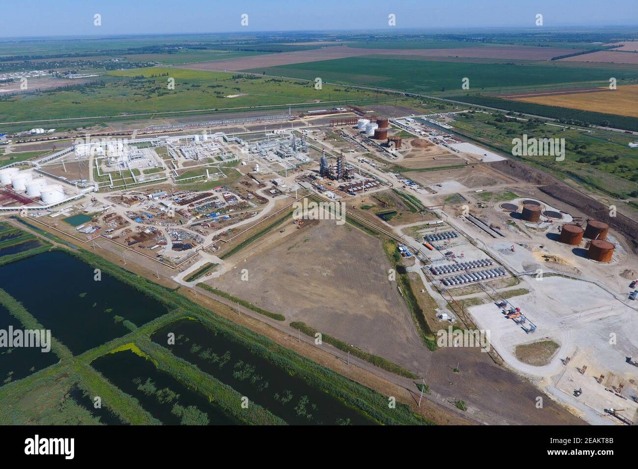 Landschaft der Stadt Slawjansk in der Kuban. Der Typ von tre Stockfoto