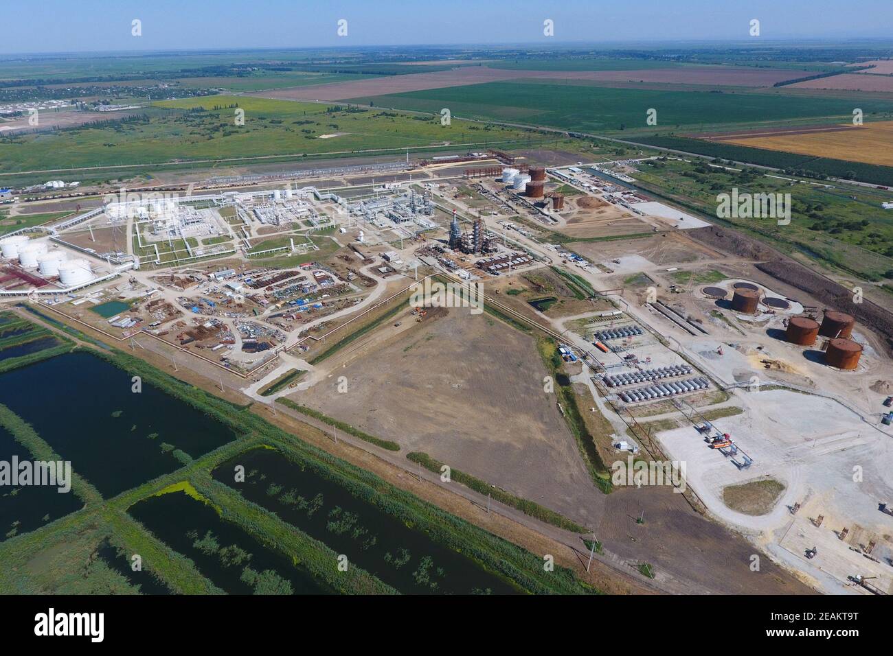 Landschaft der Stadt Slawjansk in der Kuban. Der Typ von tre Stockfoto