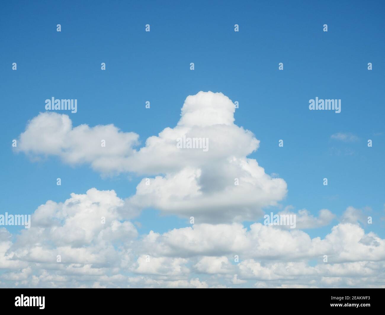Ein Panoramablick auf den strahlend blauen Himmel am Nachmittag. Stockfoto
