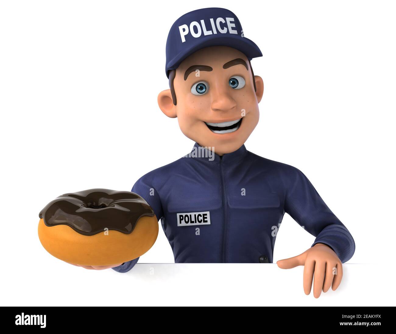 Spaß 3D-Illustration eines Cartoon Police Officer Stockfoto