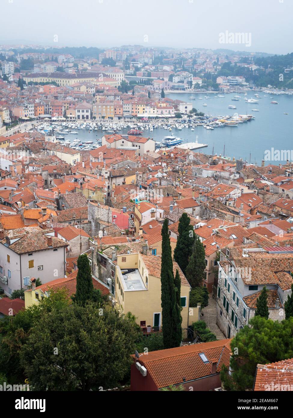 Blick vom Glockenturm in Rovinj Kroatien Stockfoto