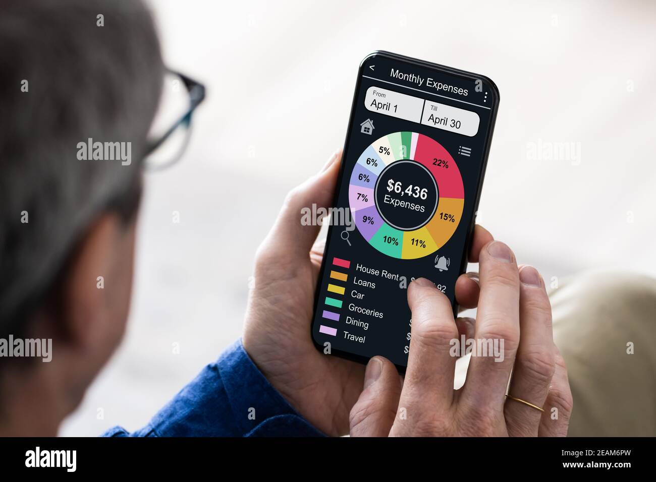 App Zur Online-Budgetverfolgung Auf Dem Mobiltelefon Stockfoto