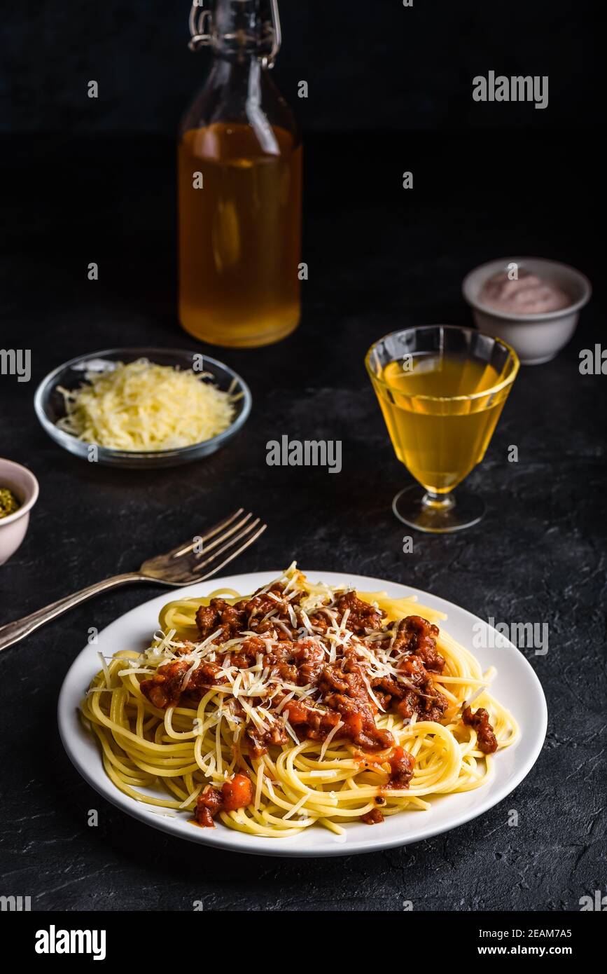 Spaghetti mit Bolognese Sauce Stockfoto