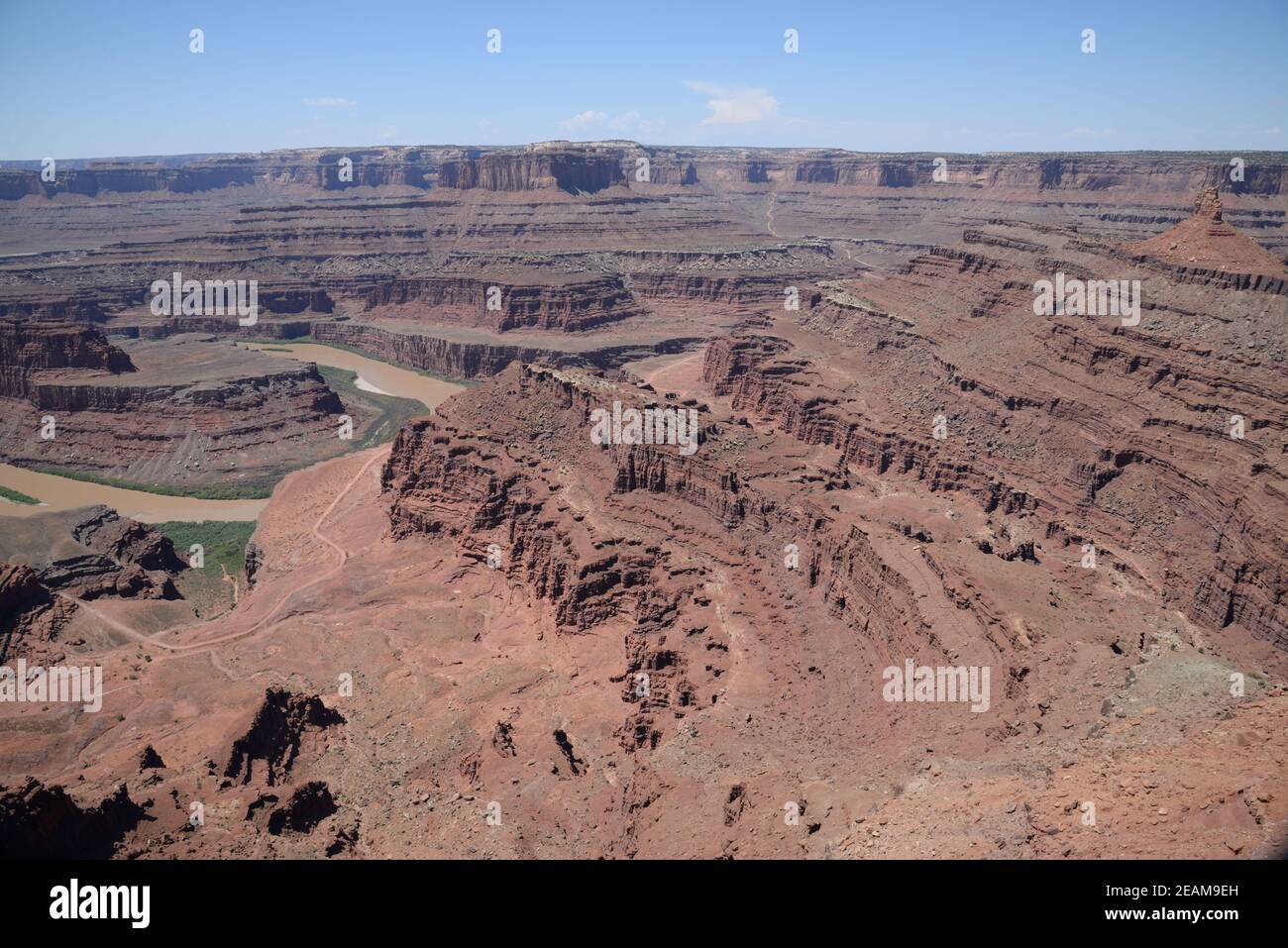 Blick vom Dead Horse Point State Park in Richtung Canyonlands National Park und Colorado River Stockfoto