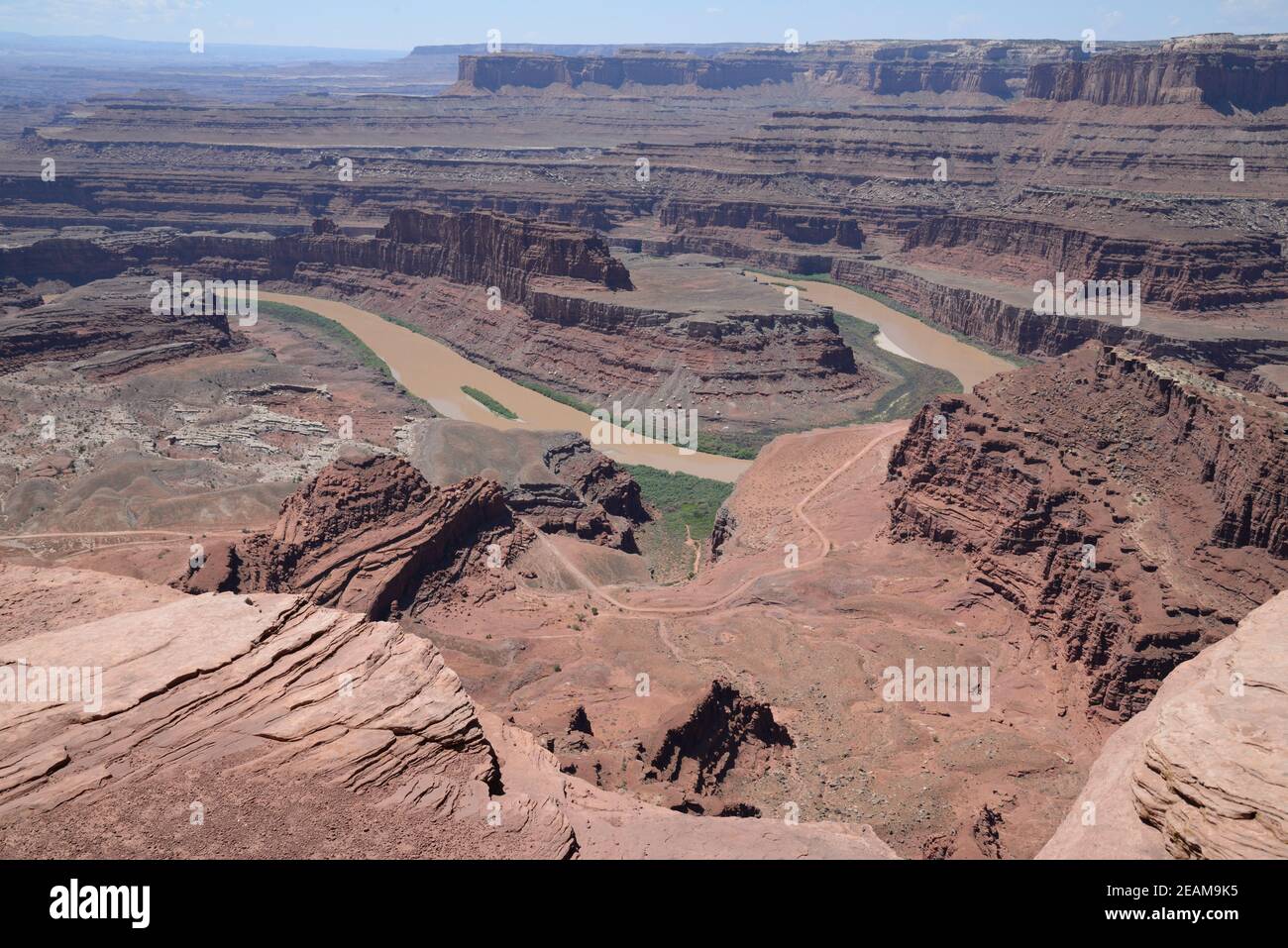 Blick vom Dead Horse Point State Park in Richtung Canyonlands National Park und Colorado River Stockfoto