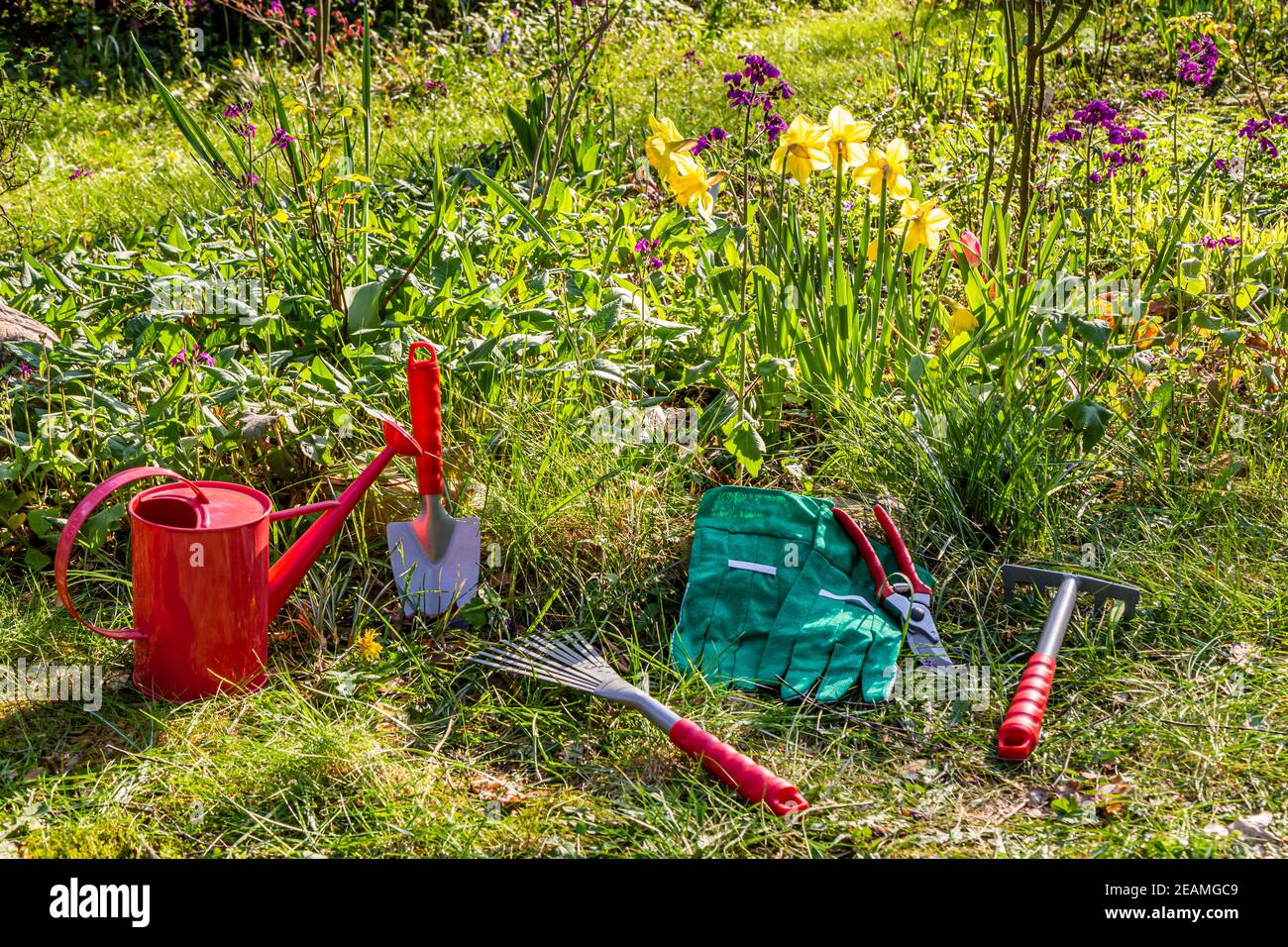 Gartenarbeit im Frühling Stockfoto