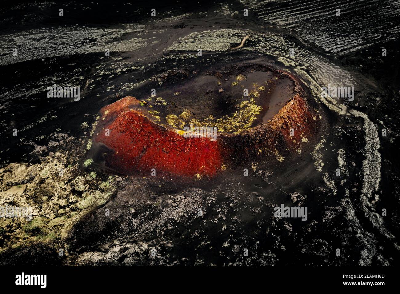 Luftaufnahme eines Kraters, der zur Laki-Spalte gehört. Stockfoto