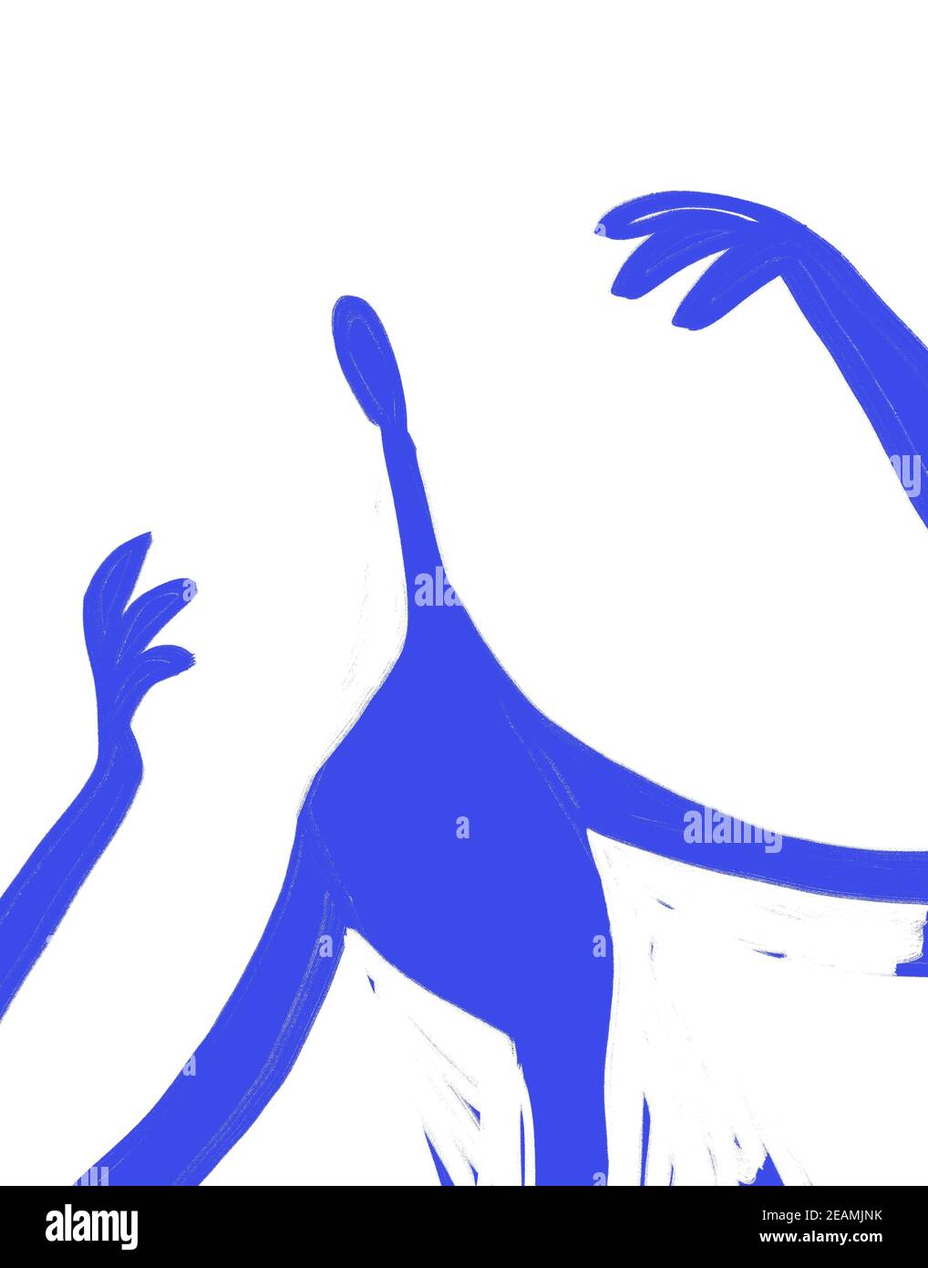 Abstrakte minimalistische Personenfarbe mit Blau. henri Matisse Vibe. Abstrakte Körperform isoliert auf weiß, handgezeichnet für Druck und Poster Stockfoto
