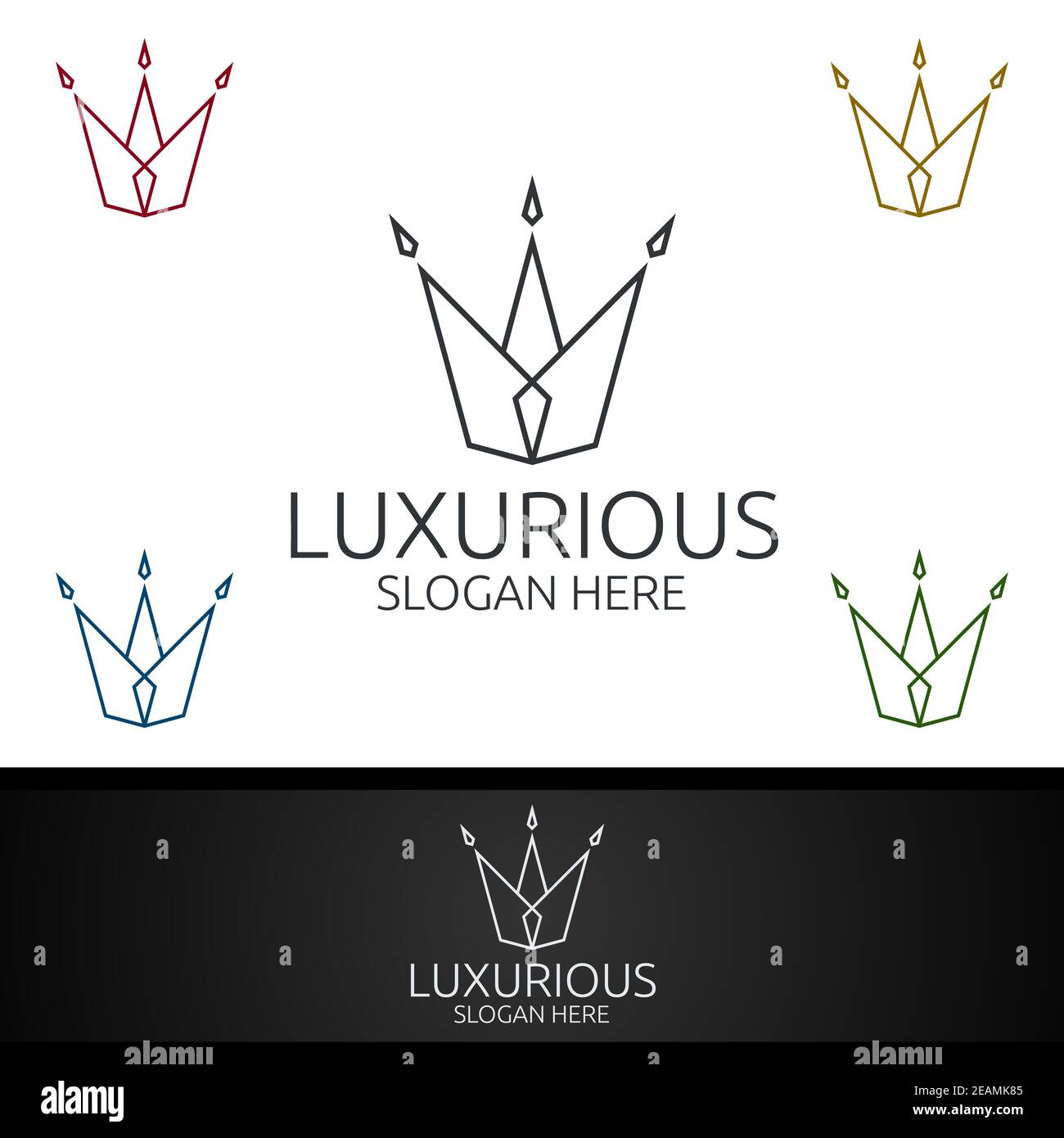 Crown luxuriöses Royal Logo für Schmuck, Hochzeit, Hotel oder Mode Stockfoto