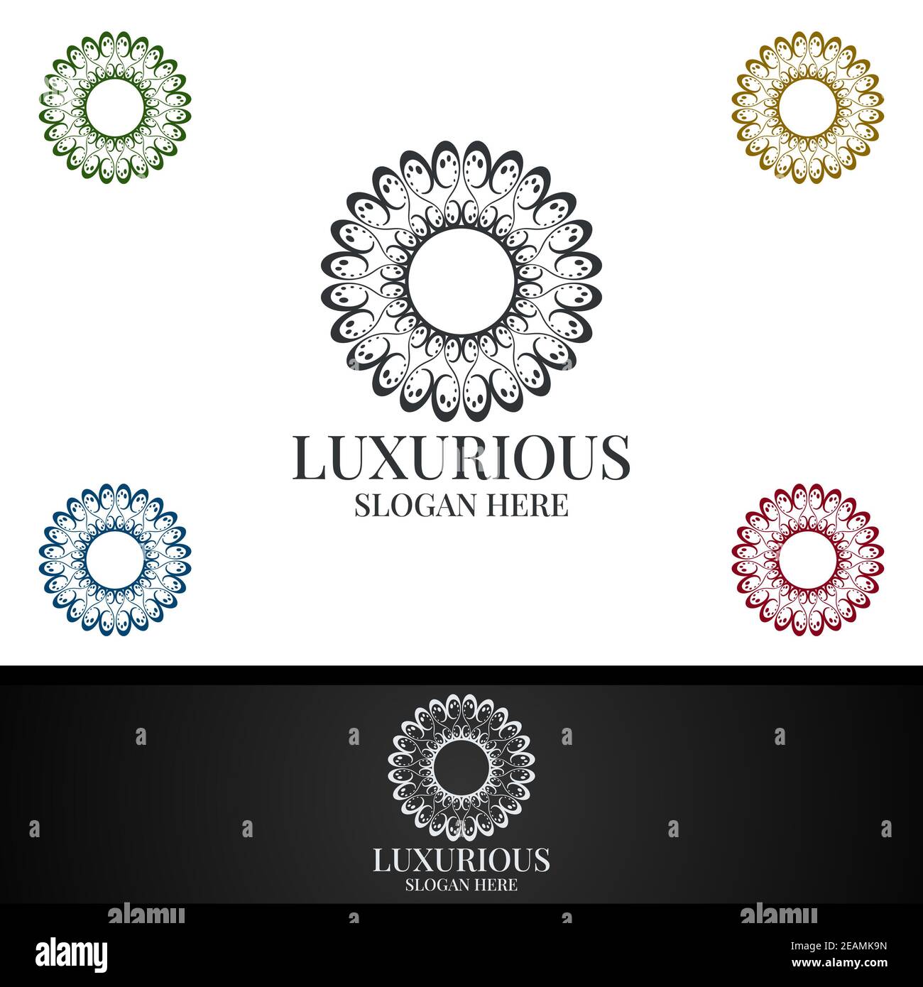 Modernes luxuriöses Royal Logo für Schmuck, Hochzeit, Hotel oder Mode Stockfoto