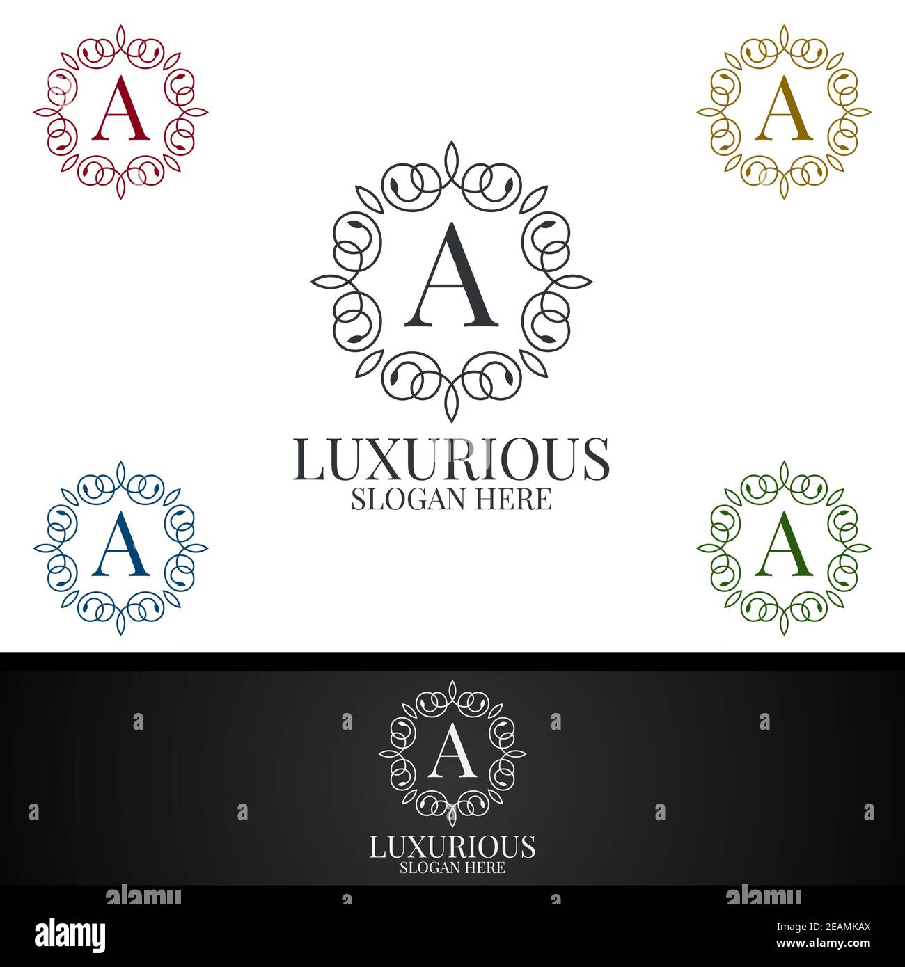 Luxuriöses Royal Logo für Schmuck, Hochzeit, Hotel oder Mode Stockfoto