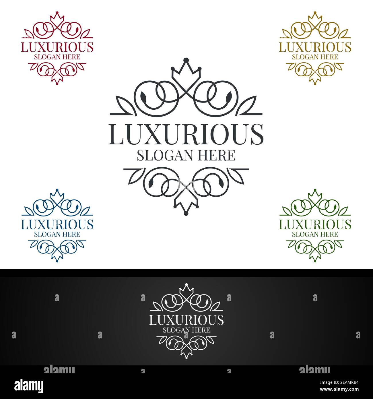 Luxuriöses Royal Logo für Schmuck, Hochzeit, Hotel oder Mode Stockfoto