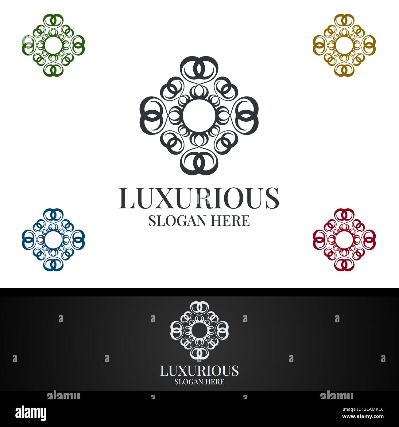 Modernes luxuriöses Royal Logo für Schmuck, Hochzeit, Hotel oder Mode Stockfoto