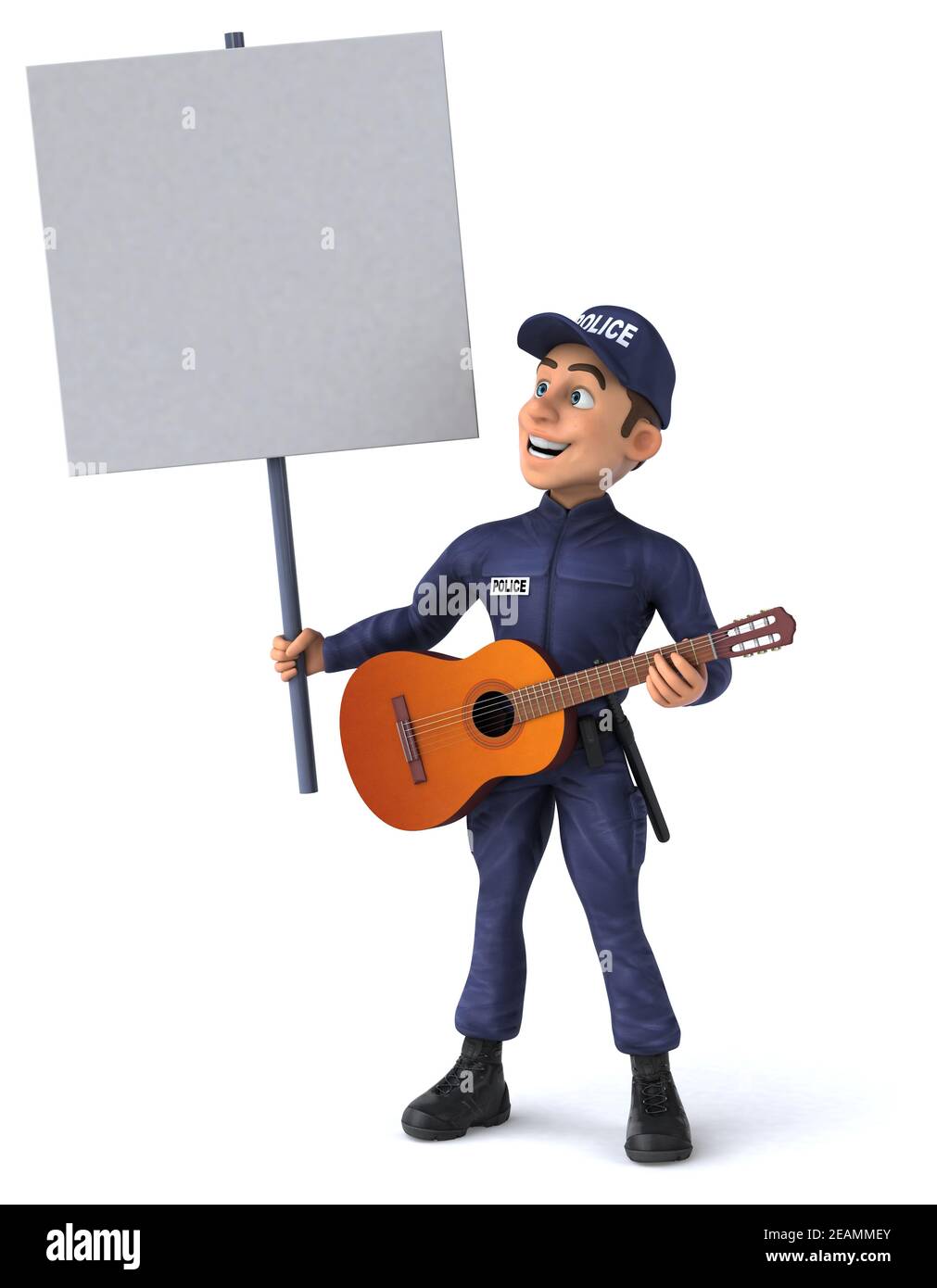 Spaß 3D-Illustration eines Cartoon Police Officer Stockfoto