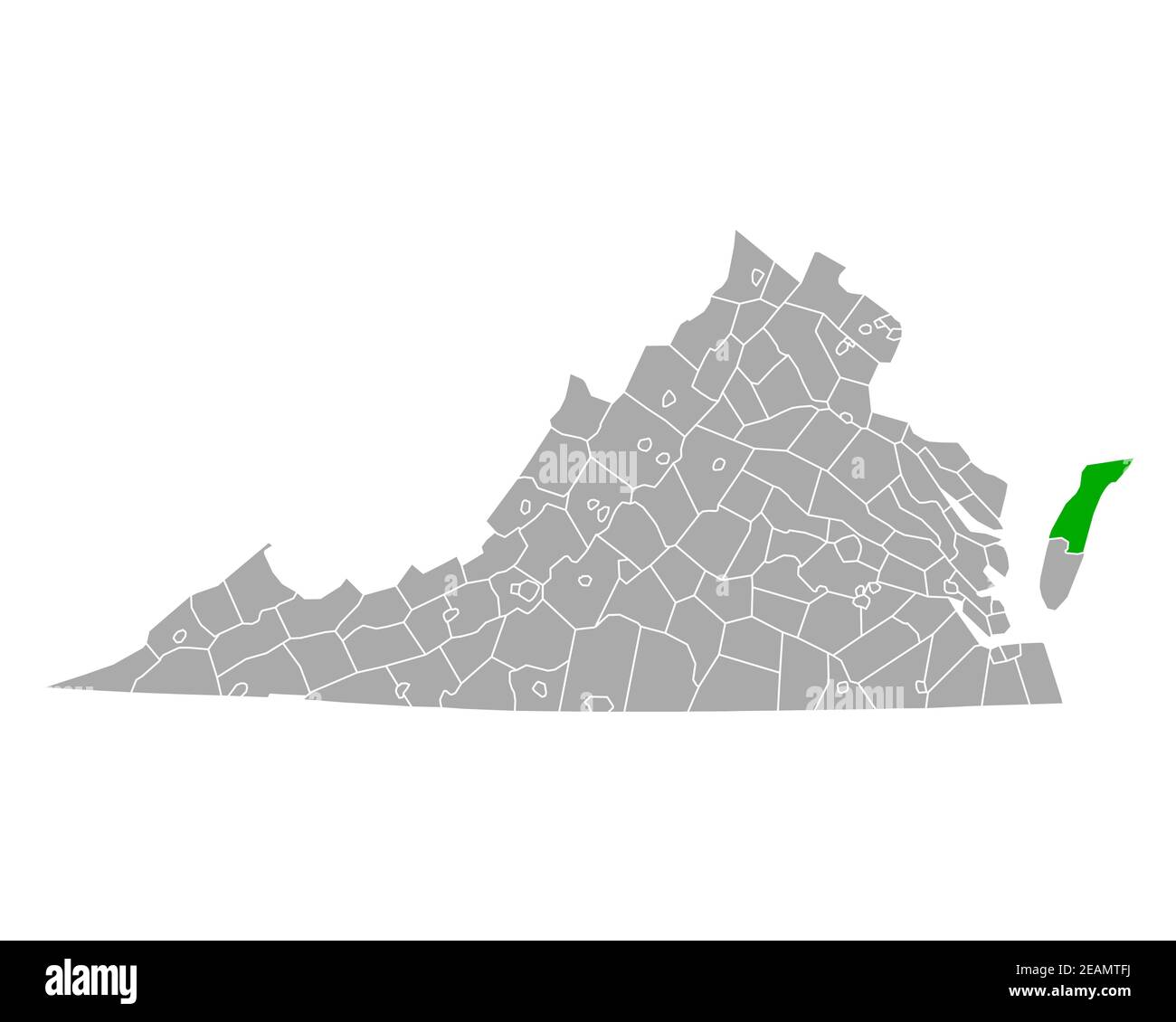 Karte von Accomack in Virginia Stockfoto