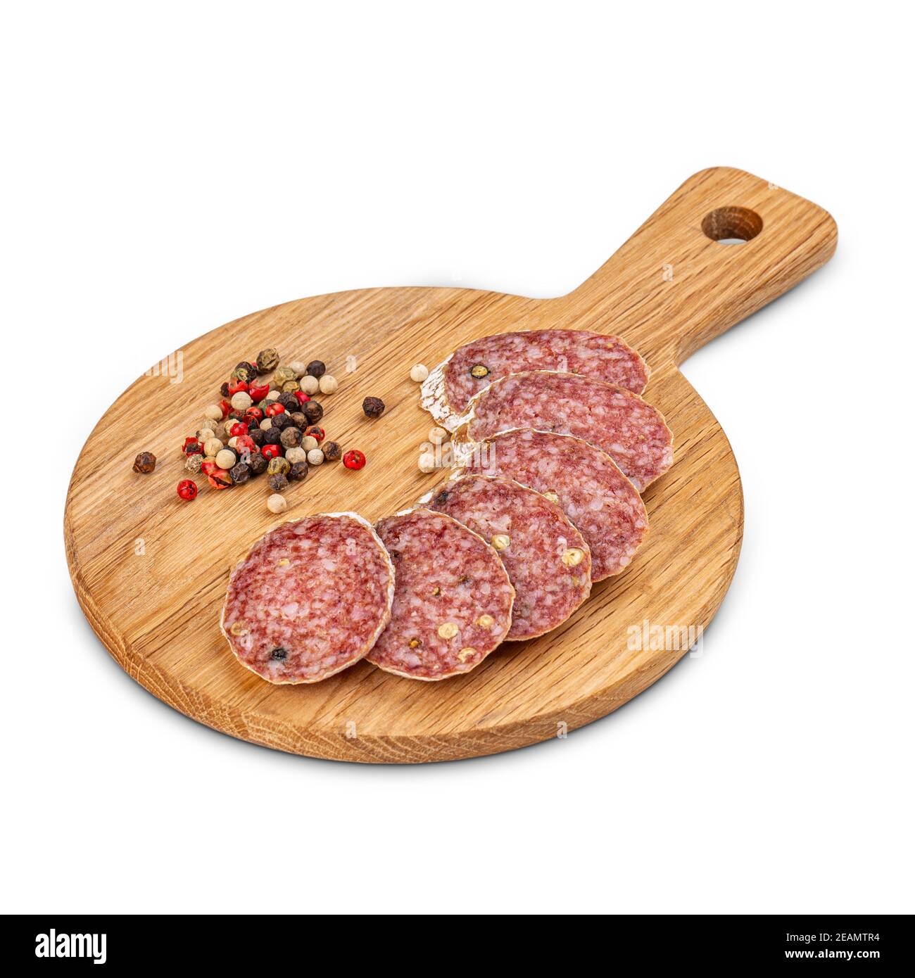 Gourmet-Salami mit Mosaikpfeffer Stockfoto
