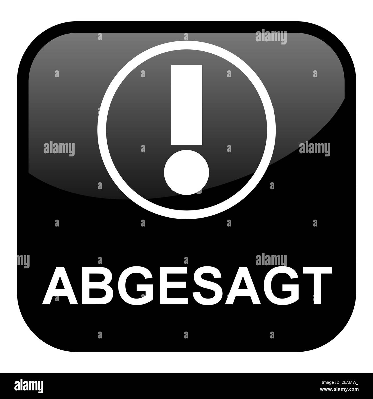 Schwarzer Knopf: In deutscher Sprache abgebrochen Stockfoto