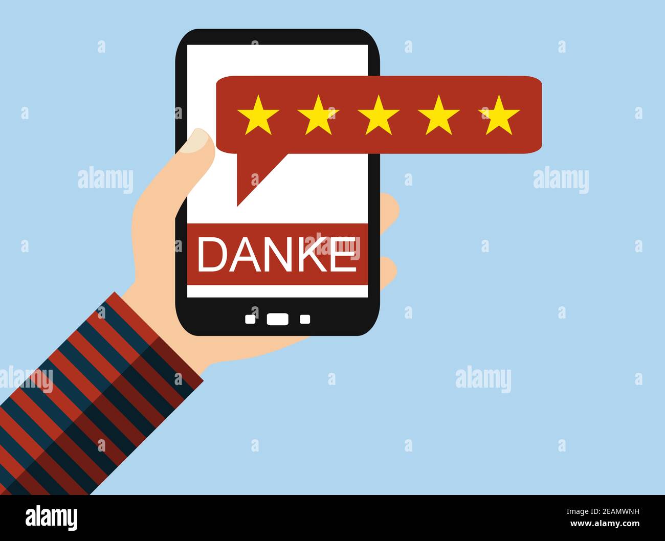 Smartphone: Vielen Dank in deutscher Sprache - Flat Design Stockfoto