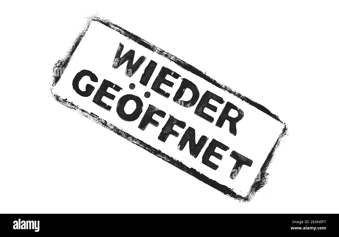 Schwarzes Grunge-Banner im Rahmen: Wieder in deutscher Sprache öffnen Stockfoto
