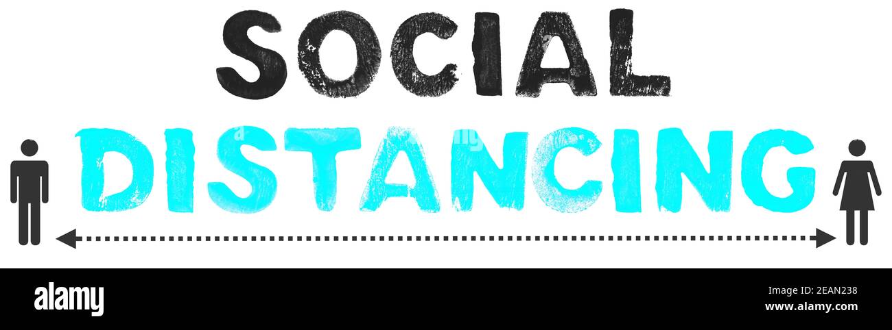 No more Social Contacts - Social Distancing Concept blue black Stockfoto