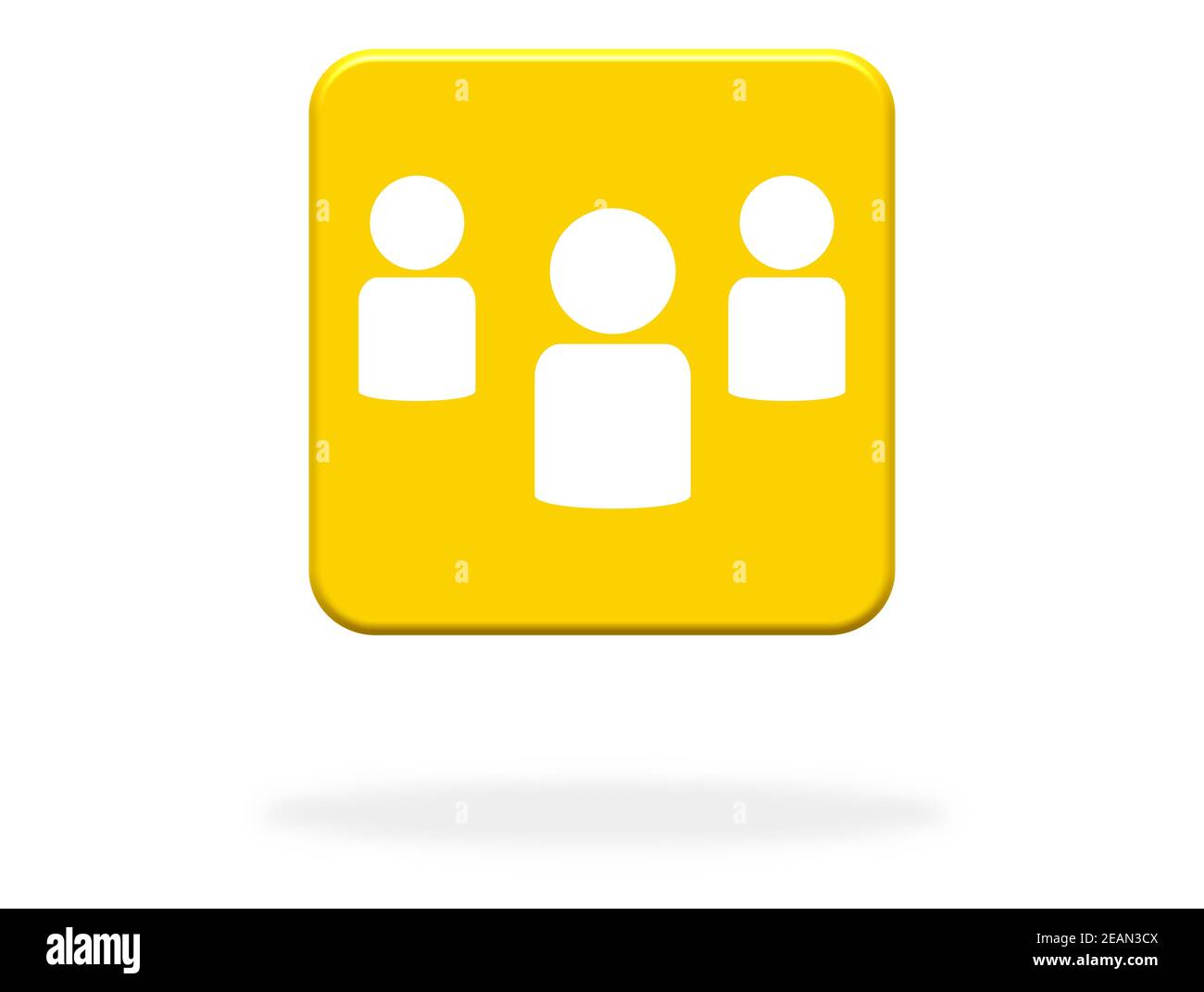 Gelbe Schaltfläche mit Gruppensymbol – Team oder Community Stockfoto