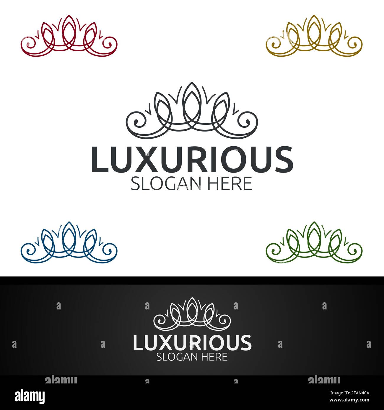 Crown luxuriöses Royal Logo für Schmuck, Hochzeit, Hotel oder Mode Stockfoto