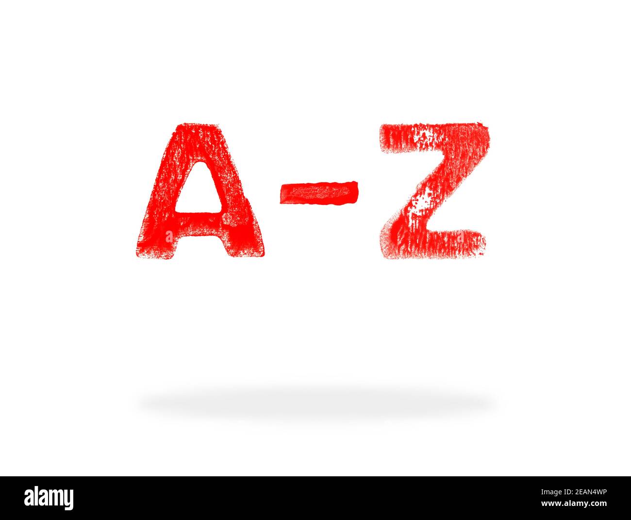 Farbiger Schablonentext mit Schatten: Von A bis Z Stockfoto