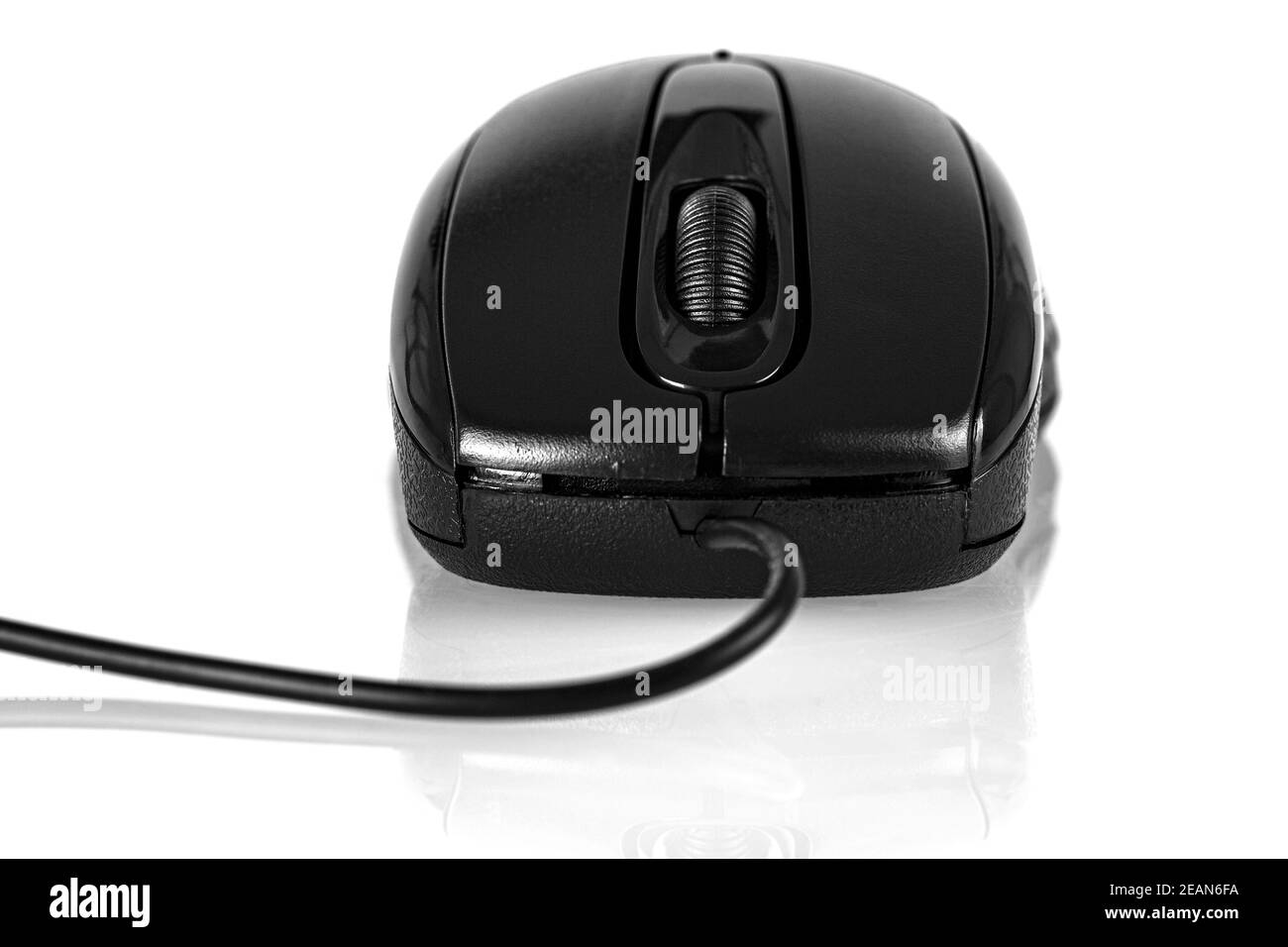 Schwarz Computer Maus auf weißem Hintergrund Stockfoto
