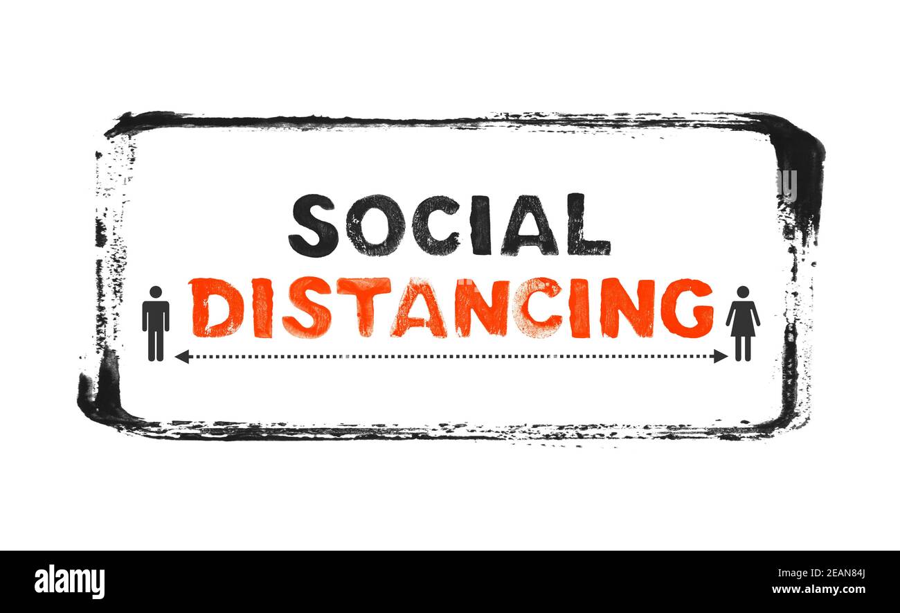 Paintbush Rahmen und Grunge Text: Keine sozialen Kontakte mehr - Soziale Distanzierung Stockfoto