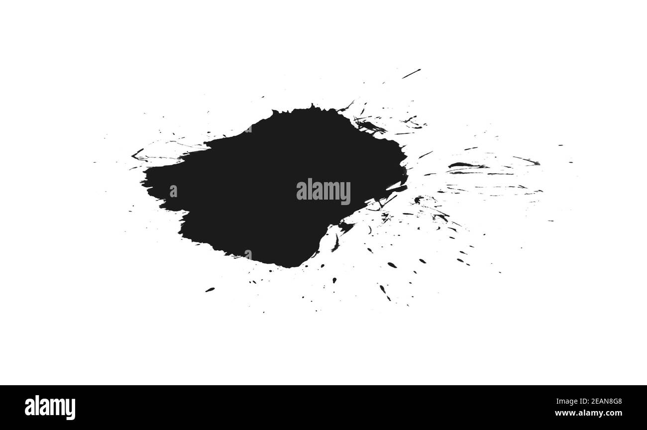 Schwarzer Farbtupfer auf weißem Hintergrund Stockfoto