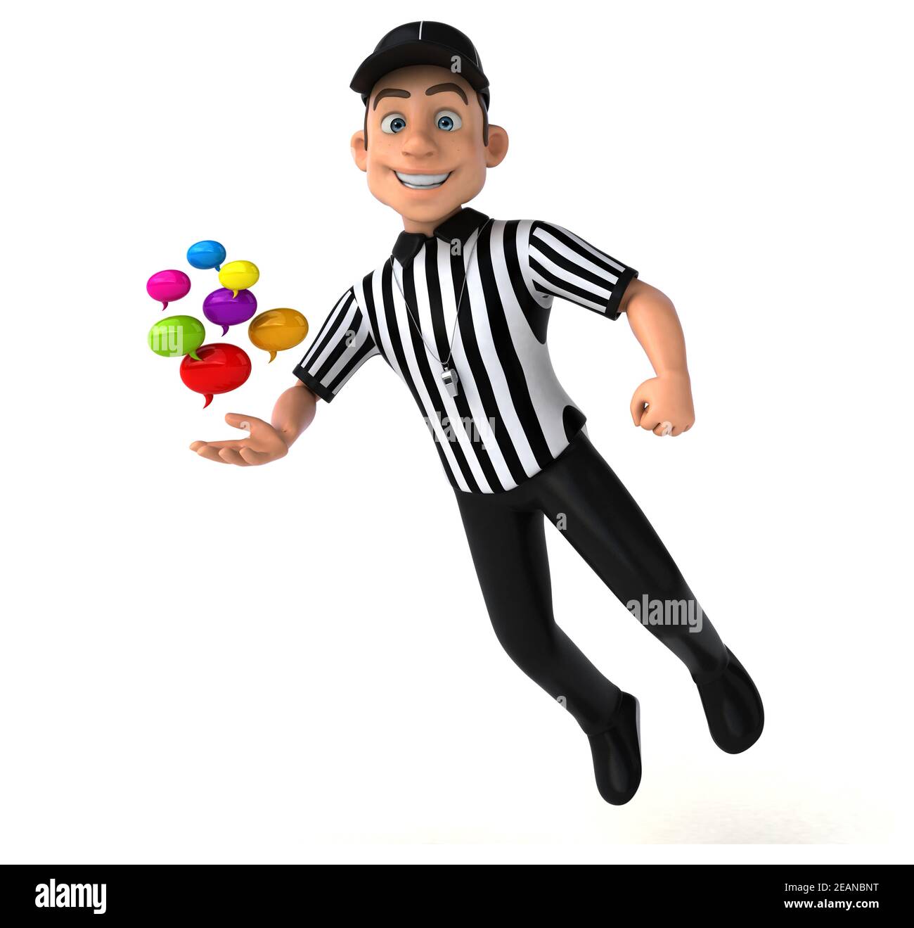 Lustige 3D-Illustration eines amerikanischen Schiedsrichters Stockfoto