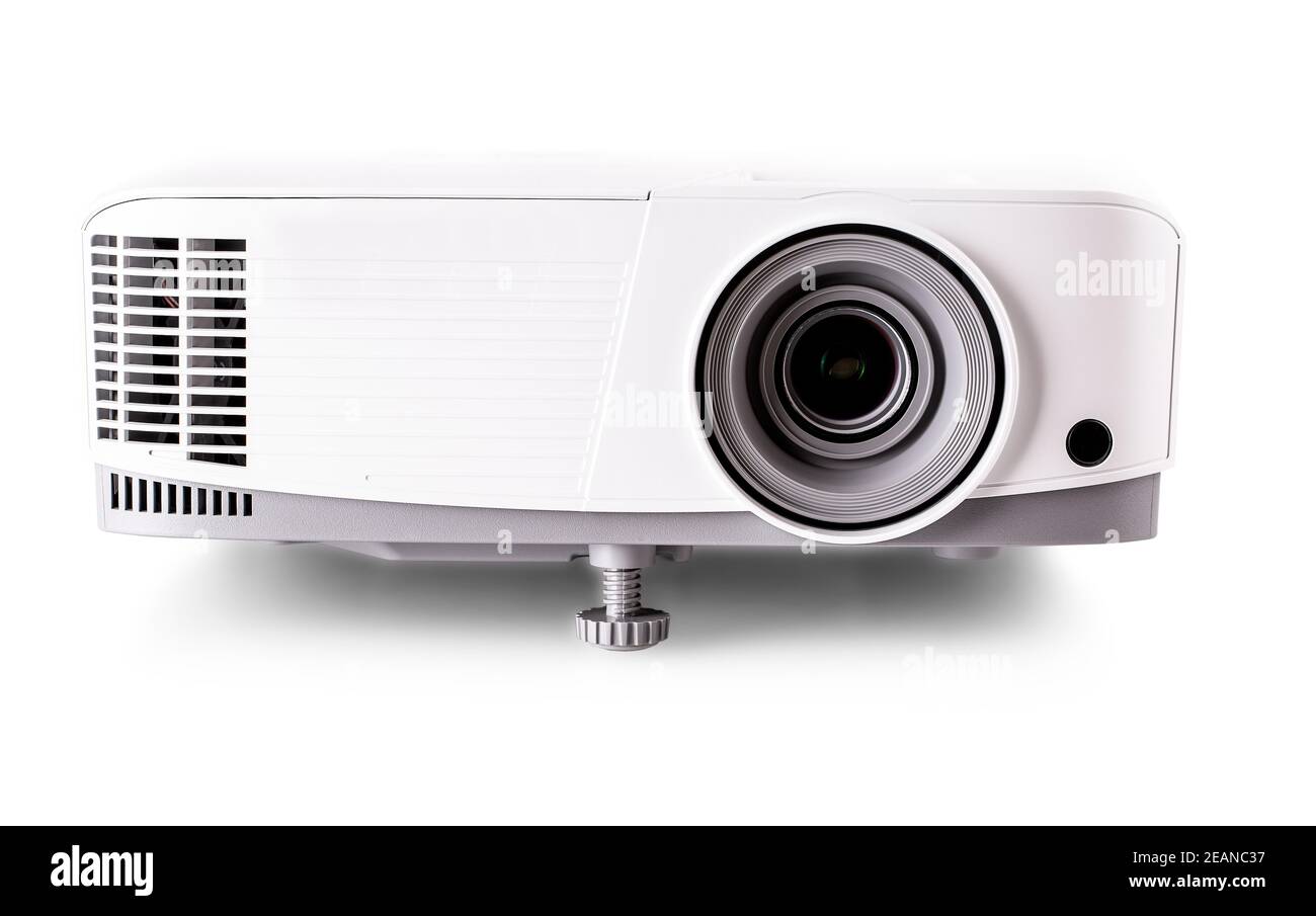 Weiß Multimedia Projektor auf weißem Hintergrund Stockfoto