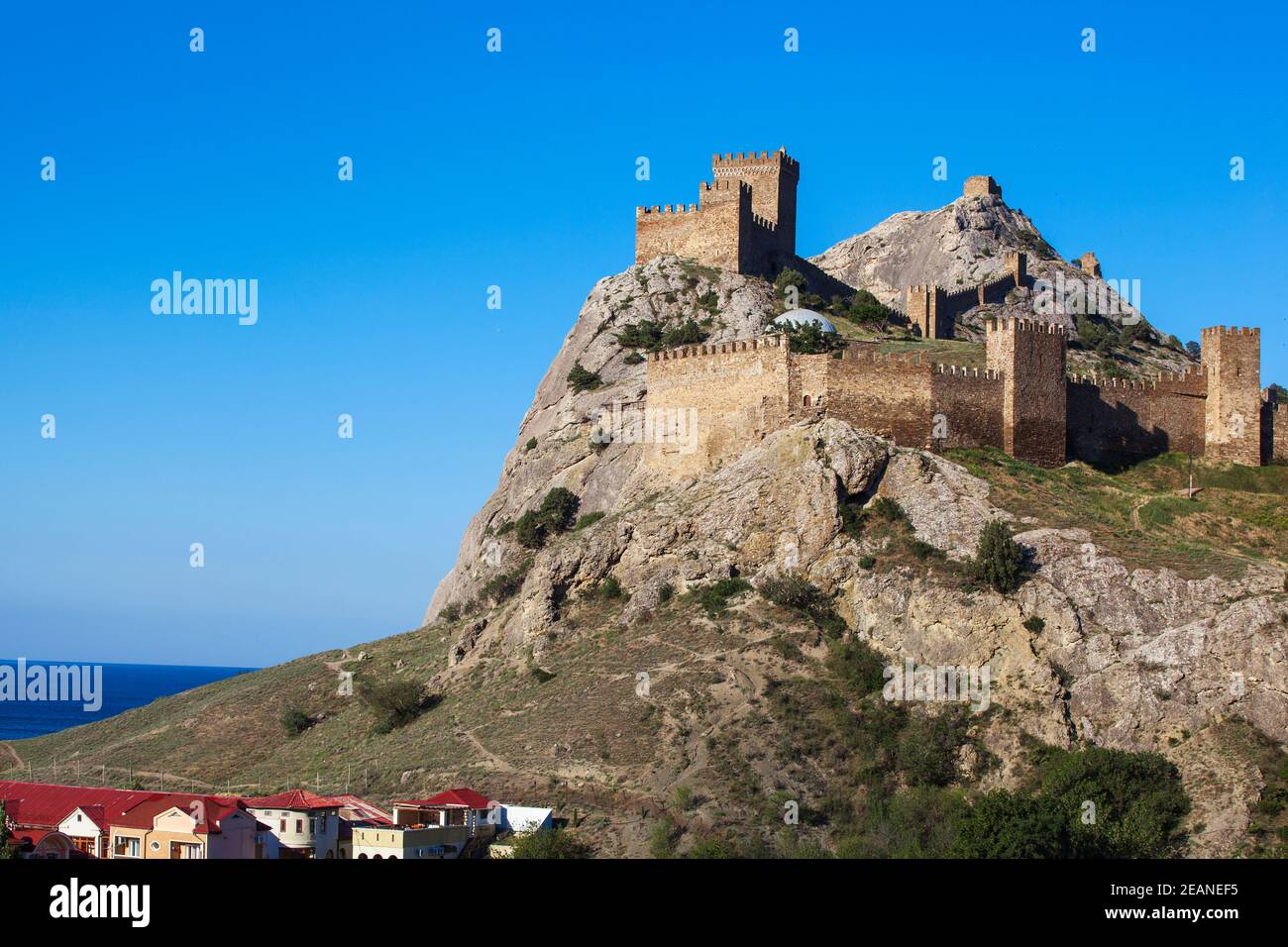 Genuesische Festung, Sudak, Krim, Ukraine, Europa Stockfoto
