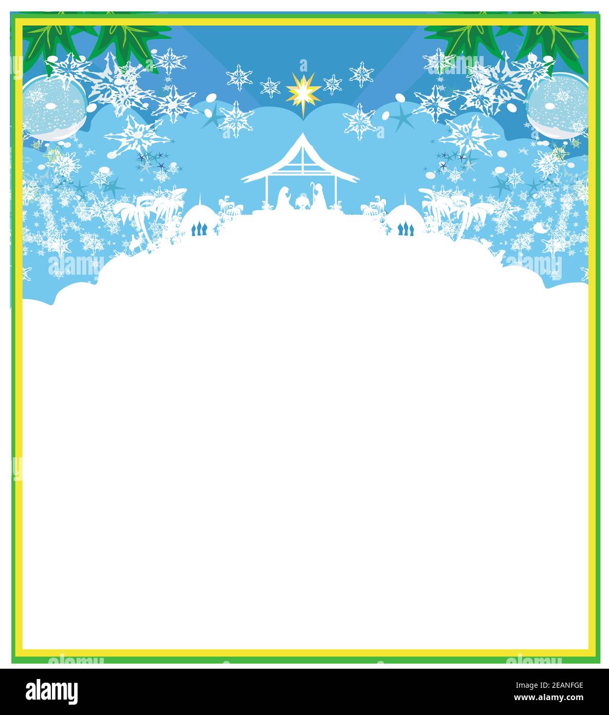 Die Geburt Jesu in Betlehem - dekorative Weihnachtskarte Stockfoto