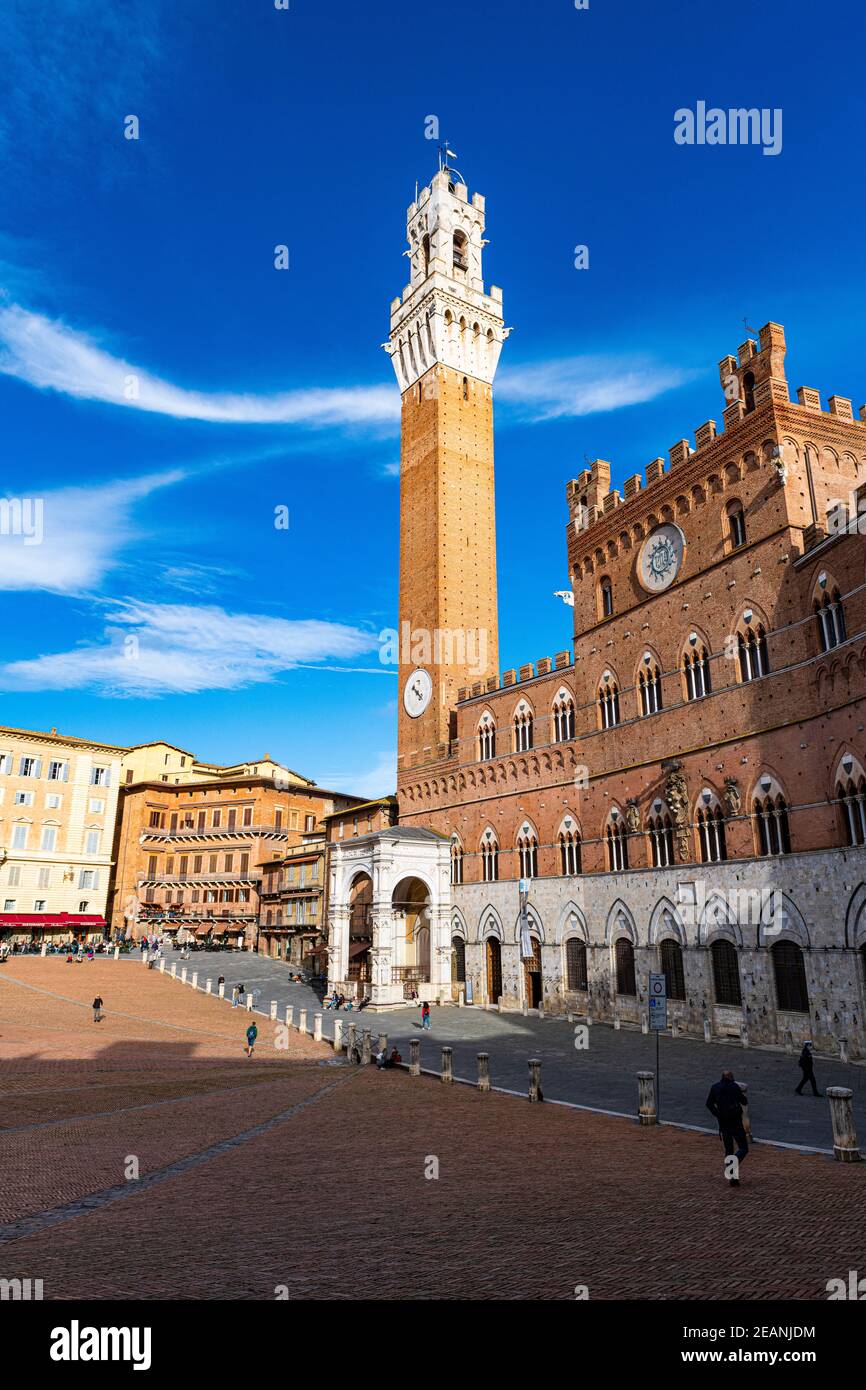 Piazza del Campo, Hauptplatz in Siena, UNESCO Weltkulturerbe, Toskana, Italien, Europa Stockfoto