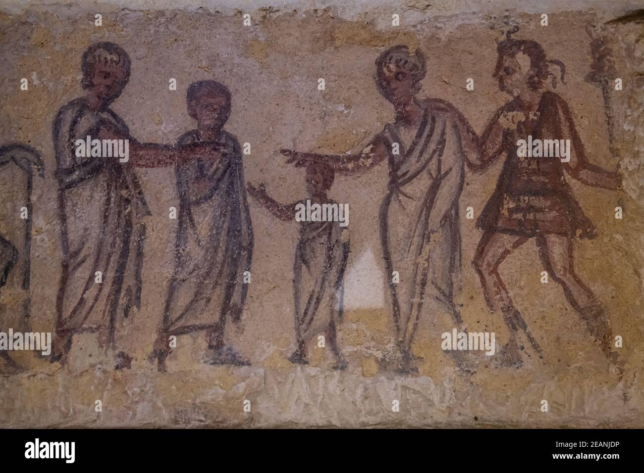 Schöne Wandmalereien in der Nekropole von Tarchuna, UNESCO-Weltkulturerbe, Tarquinia, Viterbo, Latium, Italien, Europa Stockfoto