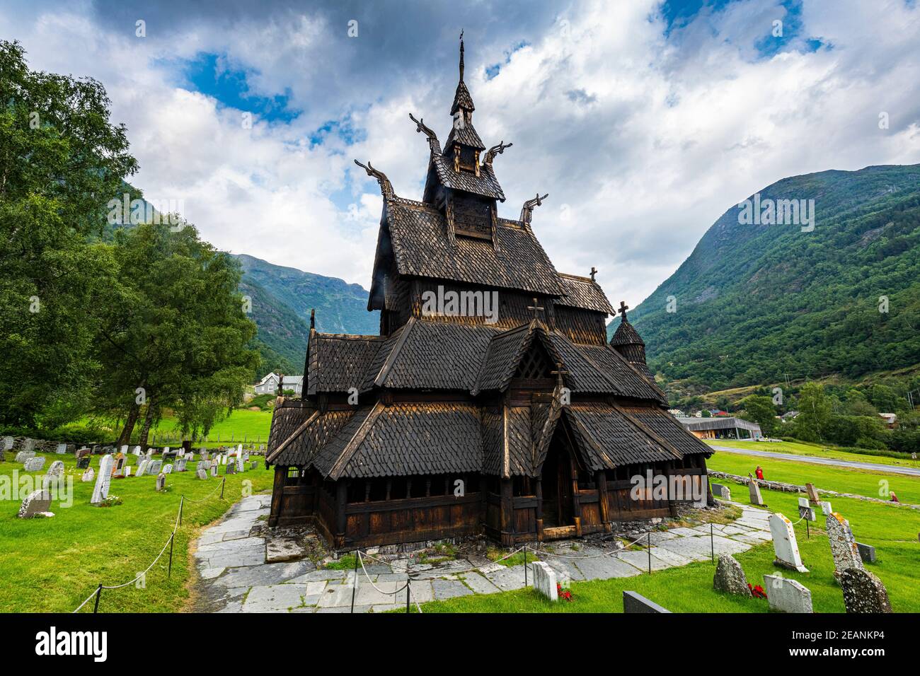 Stabkirche Borgund, Vestland, Norwegen, Skandinavien, Europa Stockfoto