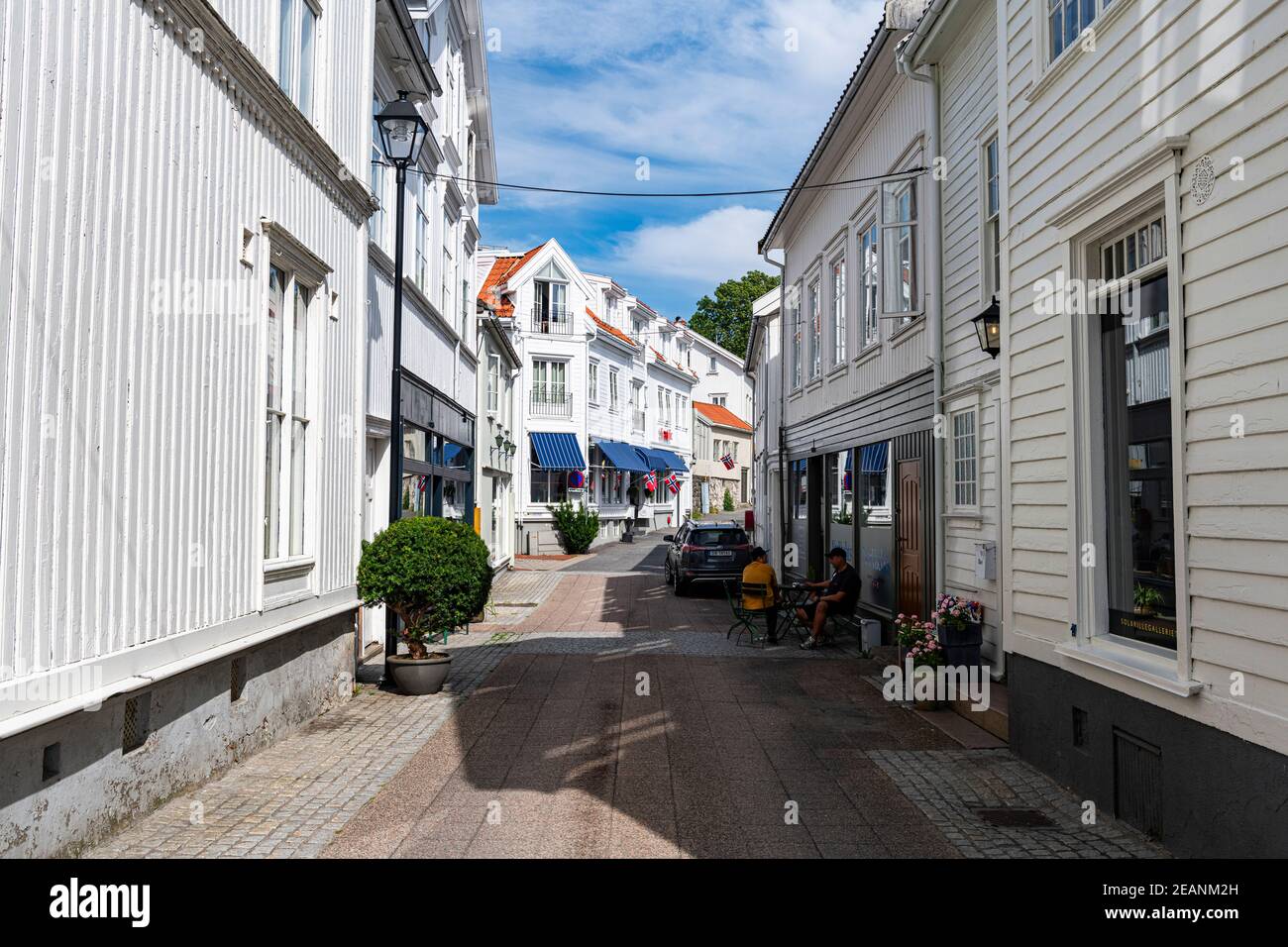Historische Ibsen Stadt Grimstad, Agder County, Norwegen, Skandinavien, Europa Stockfoto