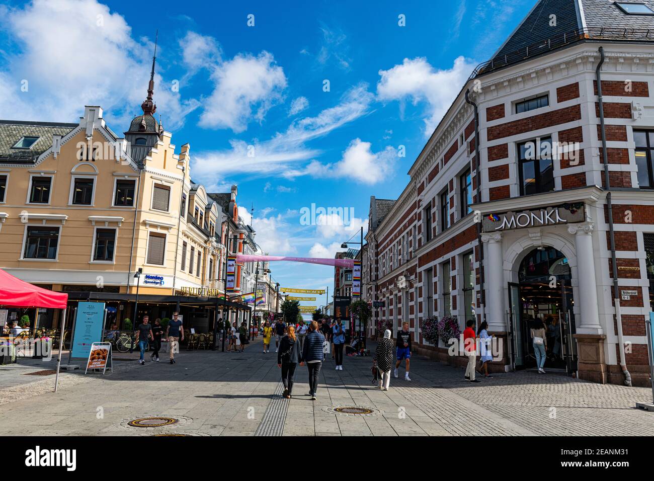 Fußgängerzone von Kristiansand, Agder County, Norwegen, Skandinavien, Europa Stockfoto