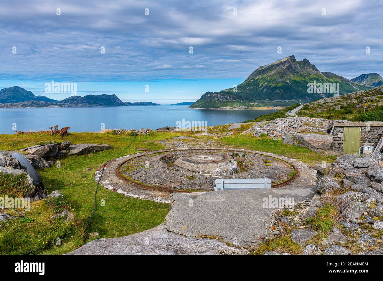 Gronsvik Coastal Battery, Kystriksveien Coastal Road, Norwegen, Skandinavien, Europa Stockfoto