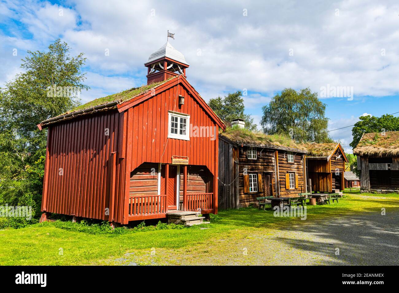 Historisches Haus, der mittelalterliche Bauernhof Stiklastadir, Stiklestad, Trondelag, Norwegen, Skandinavien, Europa Stockfoto