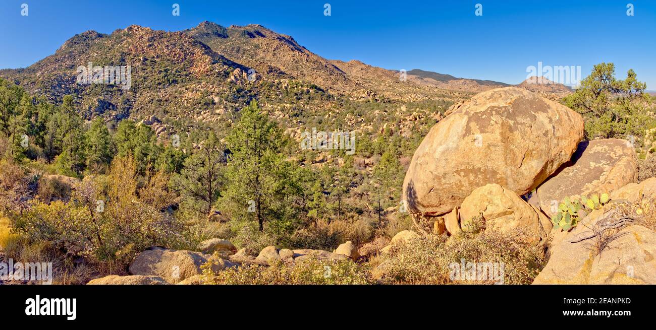 Riesige Felsbrocken entlang des Trail 345 im Granite Mountain Recreation Area des Prescott National Forest, Arizona, USA Stockfoto