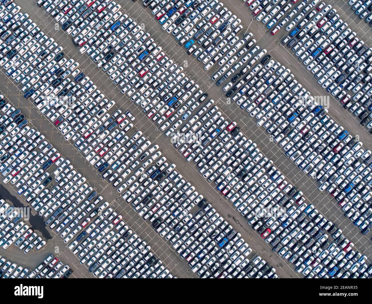 Neuwagen, Tilbury Docks, Tilbury, Port of London, Essex, England, Vereinigtes Königreich, Europa Stockfoto
