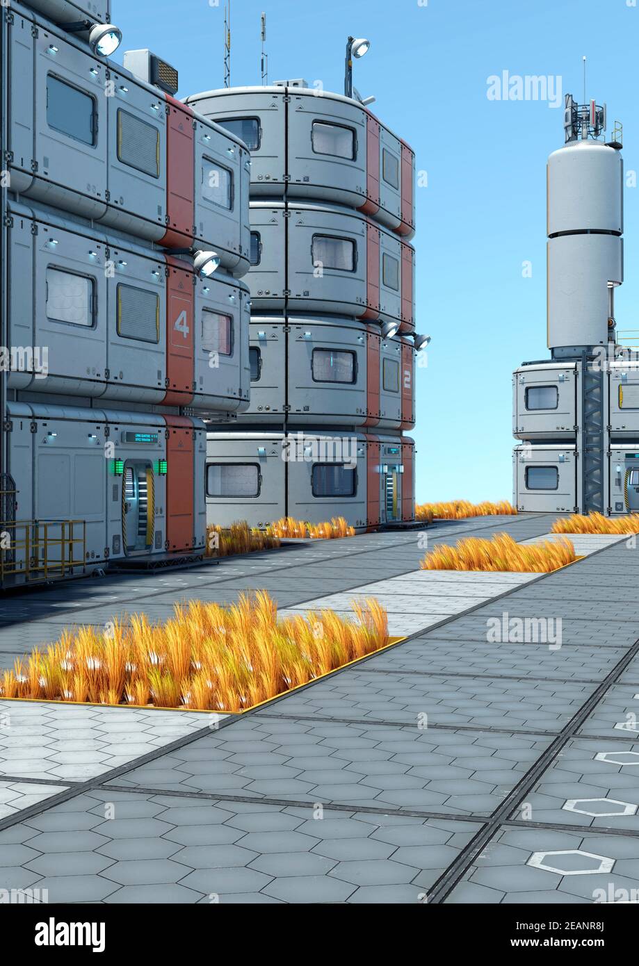 3D Rendering Science Fiction City Stockfoto