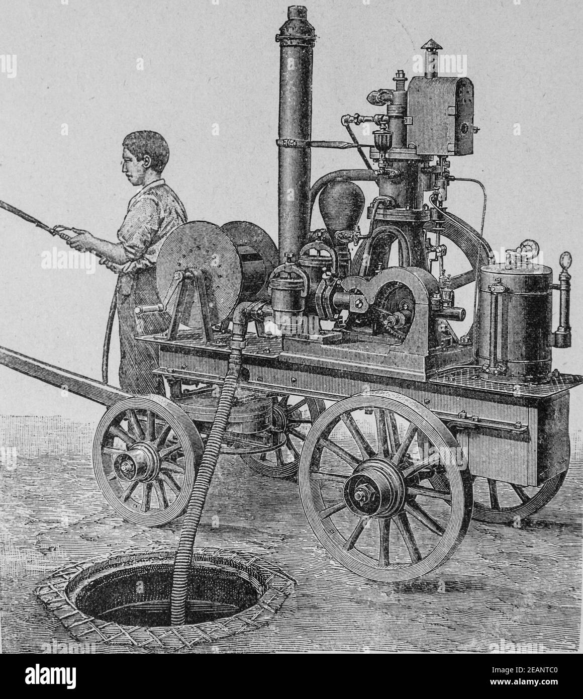moteur pompe grob, le mecanicien moderne,editeur librairie commerciale,1890 Stockfoto